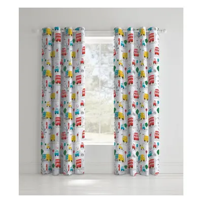 Catherine Lansfield Transport Easy Care Eyelet Curtains Bright, 66x72 Inch