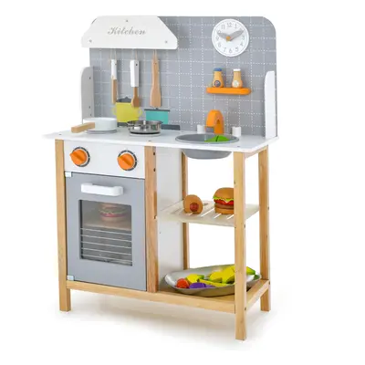 Wooden Kid's Play Kitchen Set w/ Spice Rack & Dish Rack Boy Girls Gift