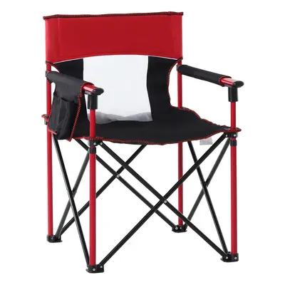 Outsunny Outdoor Folding Fishing Camping Chair w/Cup Holder,Pocket,Backrest Red