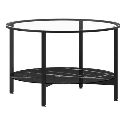 (black and black marble) vidaXL Tea Table Marble Home Indoor Furniture Tempered Glass Multi Colo