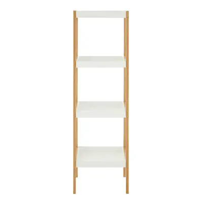 Premier Housewares Nostra Four Tiers White / Bamboo Shelf Unit