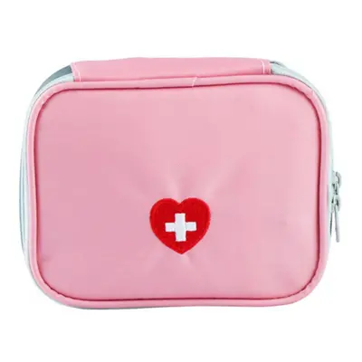 (Pink) Portable First Aid Empty Kit Pouch Tote Small Responder Storage Bags Compact Emergency Su