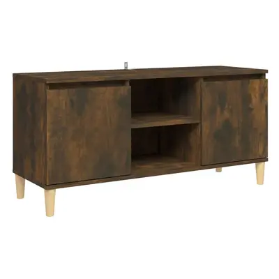 (smoked oak) vidaXL Solid Wood TV Cabinet & Legs Sideboard TV Stand Unit Multi Colours