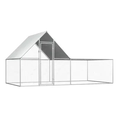 vidaXL Chicken Coop 4x2x2m Galvanised Steel Hen House Poultry Hutch Run Nest