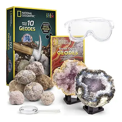 NATIONAL GEOGRAPHIC Break Open Premium Geodes ? Includes Goggles and Display Stands - Great STEM