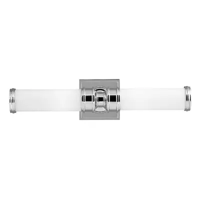 IP44 Twin Wall Light Horizontal Bar Glass Shades Polished Chrome LED G9 3.5W