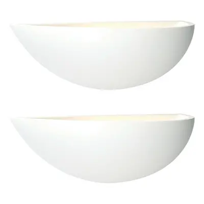 2 PACK Dimmable LED Wall Light Primed White (ready to paint) Up Lighting Bowl