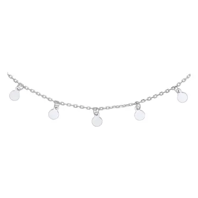 Jewelco London Ladies Rhodium Plated Sterling Silver Floating Round Discs Charm Necklace + inch 