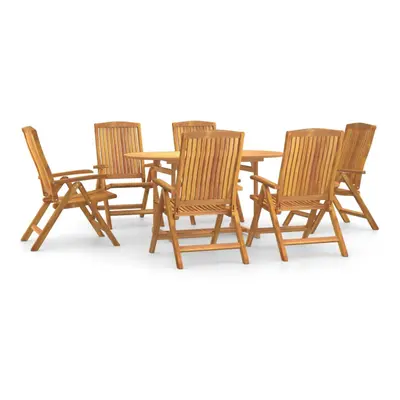 (round, cm table length piece) vidaXL Garden Dining Set Solid Wood Teak Patio Table 5/7/9 Piece 