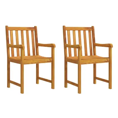 vidaXL 2x Solid Acacia Wood Garden Chairs Outdoor Patio Dining Chair Armchair