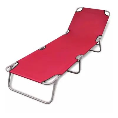 Foldable Sun Lounger with Adjustable Backrest Red