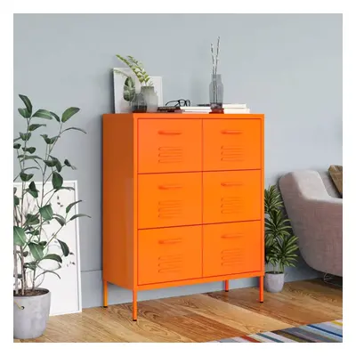 vidaXL Drawer Cabinet Orange Steel Sideboard Bookcase Storage Side Cabinet