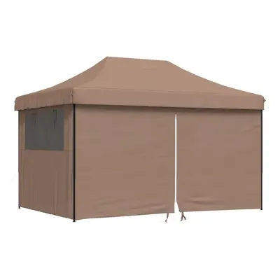 (brown, with sidewalls) vidaXL Foldable Tent Pop-up Outdoor Party Tent Garden Gazebo Canopy Shel