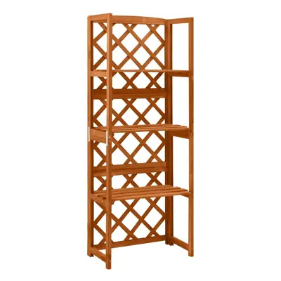 vidaXL Solid Fir Wood Trellis with Shelves Wooden Outdoor Garden Plant Shelf