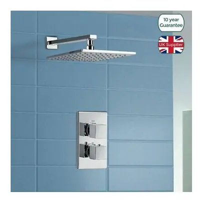 MAXI BATHROOM CONCEALED SQUARE THERMOSTATIC SHOWER MIXER VALVE TAP CHROME