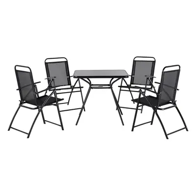 Dining Set for LIVO Metal 80x80x72 cm Black