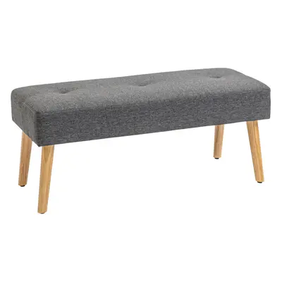 HOMCOM Upholstered Bed End Bench Ottoman Tufted Linen Entryway Living Room