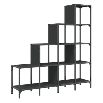 vidaXL Bookcase Bookshelf Storage Side Cabinet Black Engineered Wood and Metal