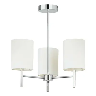 Semi Flush Ceiling Light Chrome & White Silk Shade Modern Bulb Pendant Lamp