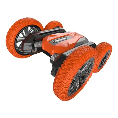 (Orange) 2.4G RC Stunt Car Rotation Double-sided Driving with LED Light and Music Crawler