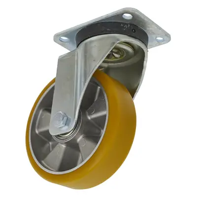 160mm Swivel Plate Castor Wheel - 50mm Tread Non-Marking Aluminium & PU Plastic