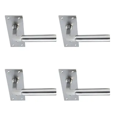 4x PAIR Round Bar Handle on Slim Lock Backplate x 50mm Satin Nickel