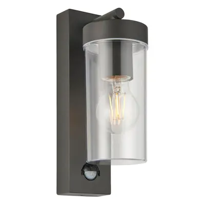 Modern Outdoor Wall Lantern Light with PIR - 15W E27 GLS LED - Dimmable