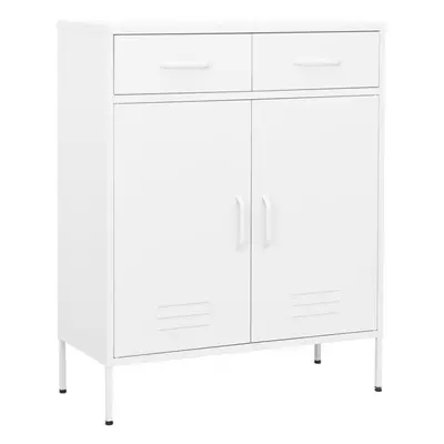 vidaXL Storage Cabinet White Steel Sideboard Bookcase Cupboard Display Cabinet