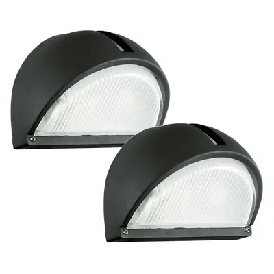 2 PACK IP44 Outdoor Wall Light Black Aluminium 1x 40W E27 Bulb Porch Lamp