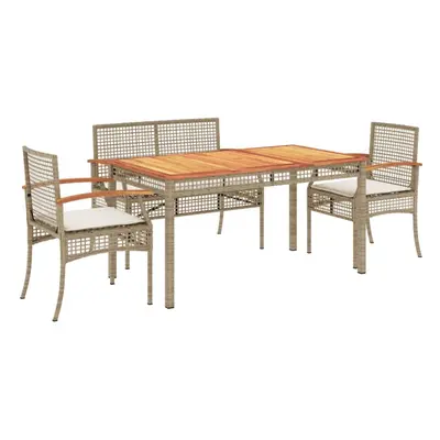 vidaXL Garden Dining Set Piece with Cushions Outdoor Chair Beige Poly Rattan