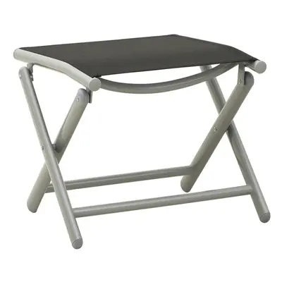 vidaXL Folding Footrest Black and Silver Textilene and Aluminium Outdoor Seat