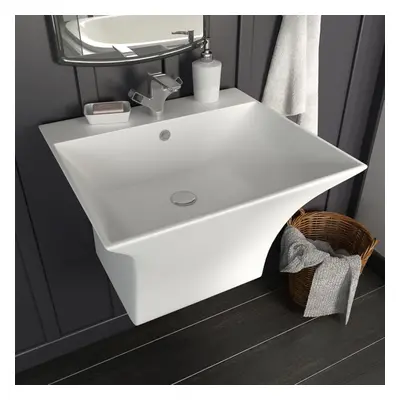 vidaXL Wall-mounted Basin Ceramic White 500x450x410mm Bathroom Sink Wash Bowl