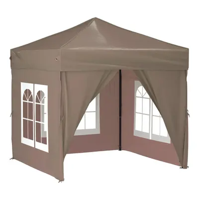 (taupe, 197.5 x 197.5 x cm) vidaXL Folding Party Tent with Sidewall Patio Camping Gazebo Pavilio