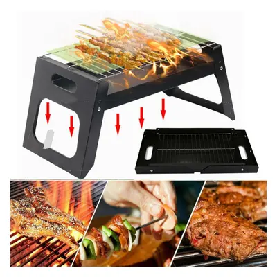 17.55x8.58x8.39in Folding BBQ Grill Stove Stainless Barbecue Charcoal Grill Outdoor Camping BBQ 