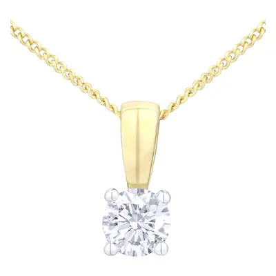 Jewelco London 18ct Yellow Gold Round 1/4ct Diamond Solitaire Pendant Necklace inch 46cm - PP0AX