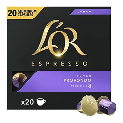 L'OR Lungo Profondo Intensity Nespresso Compatible Coffee Pods (Pack of 20, Total Coffee Capsule