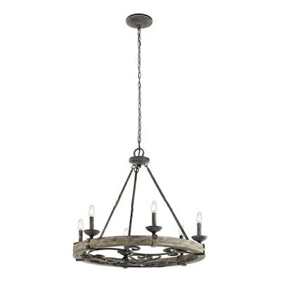 6 Bulb Chandelier Hanging Pendant LIght Weathered Zinc LED E14 60W Bulb