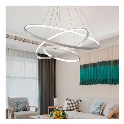 (20+40+60cm, Cool White) Modern Hanging LED Ceiling Light Chandelier Lamp