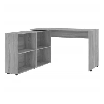 (Grey sonoma) Corner Desk Shelves Computer Office Home Study Table Furniture Oak/White