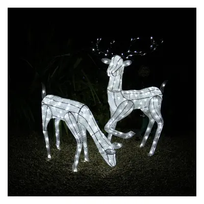 (Stag & Doe Reindeer Set) Outdoor Light Up Reindeer Christmas LED Decoration