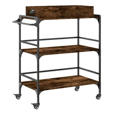 vidaXL Kitchen Trolley Rolling Cart Storage Cart Smoked Oak Engineered Wood