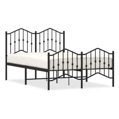 (black, x cm/with headboard & footboard) vidaXL Metal Bed Frame Home Bedroom Bed Base Mattress F