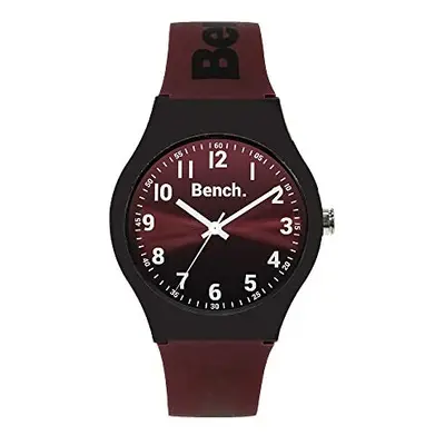 Bench Unisex Watch with Burgundy Ombre Dial and Burgundy Silicone Strap, 39mm Diameter Case BEG0