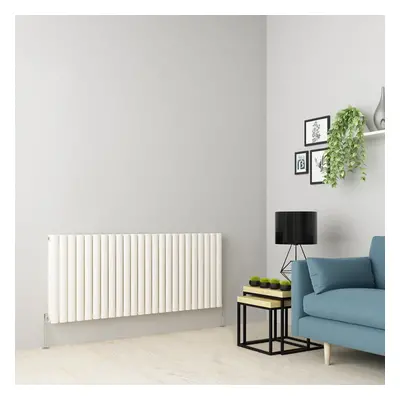 (600 x 1417mm Double, White) Oval Tube Designer Radiator