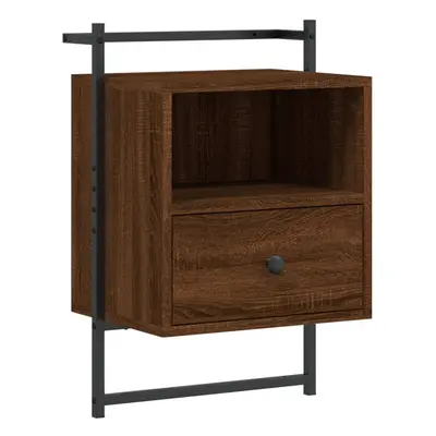 (brown oak, pcs) vidaXL Bedside Cabinet Wall-mounted Nightstand Sonoma Oak Engineered Wood