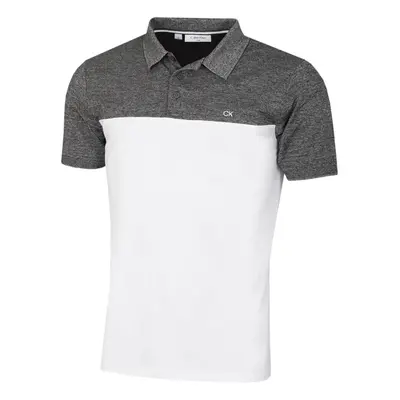 (2XL, Charcoal/White) Calvin Klein Mens Colour Block Lightweight Breathable Golf Polo Shirt