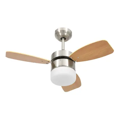 vidaXL Ceiling Fan with Light and Remote Control Light Brown Ventilator Summer