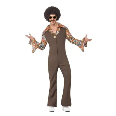 Smiffy's Adult Men's Groovy Boogie Costume, Jumpsuit With Attached Shirt, - dress groovy costume