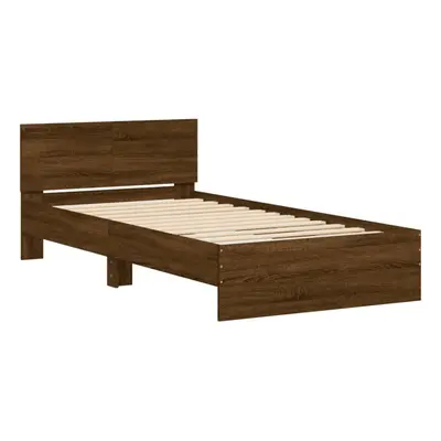 (brown oak, x cm) vidaXL Bed Frame with Headboard Bedroom Bed Base Mattress Foundation Bedstead