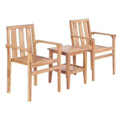 vidaXL Piece Solid Teak Bistro Set Outdoor Garden Furniture Table Chair